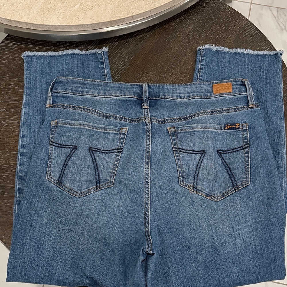 Seven7 Women's tower Straight crop Leg Blue Jeans 10